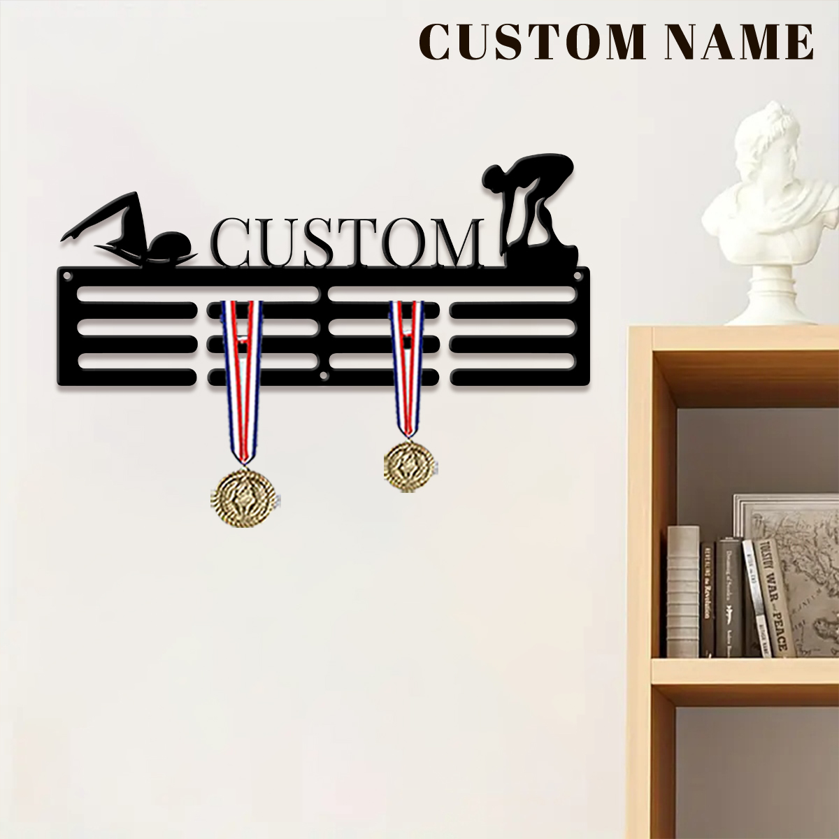 1개 맞춤형 수영 메달 걸이 홀더, 개인 맞춤형 축구  - Home Decor Happy 리뷰 및 가격