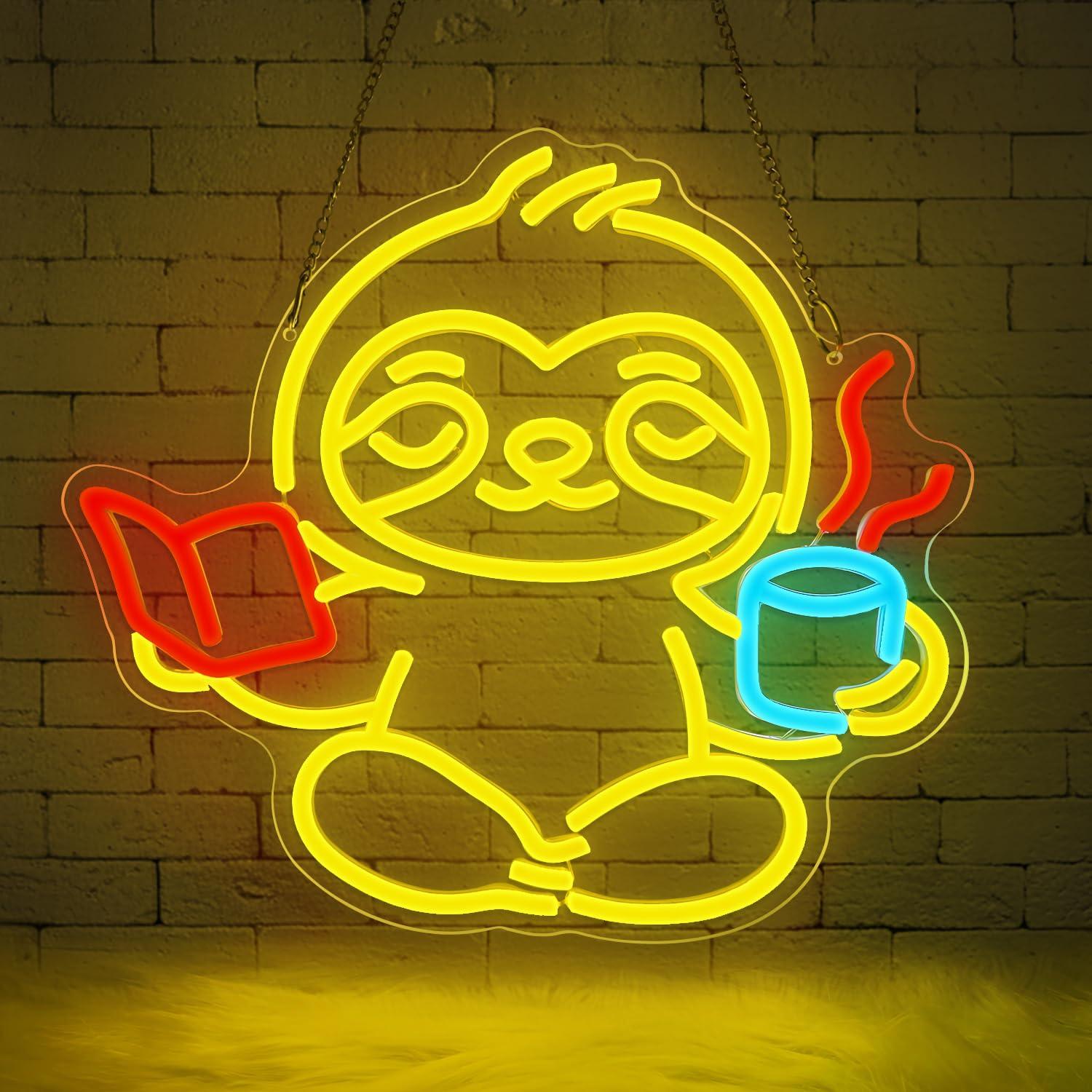 나무늘보 네온사인 USB 디밍 가능 LED 조명 침실  - Home Decor Gift 리뷰 및 가격