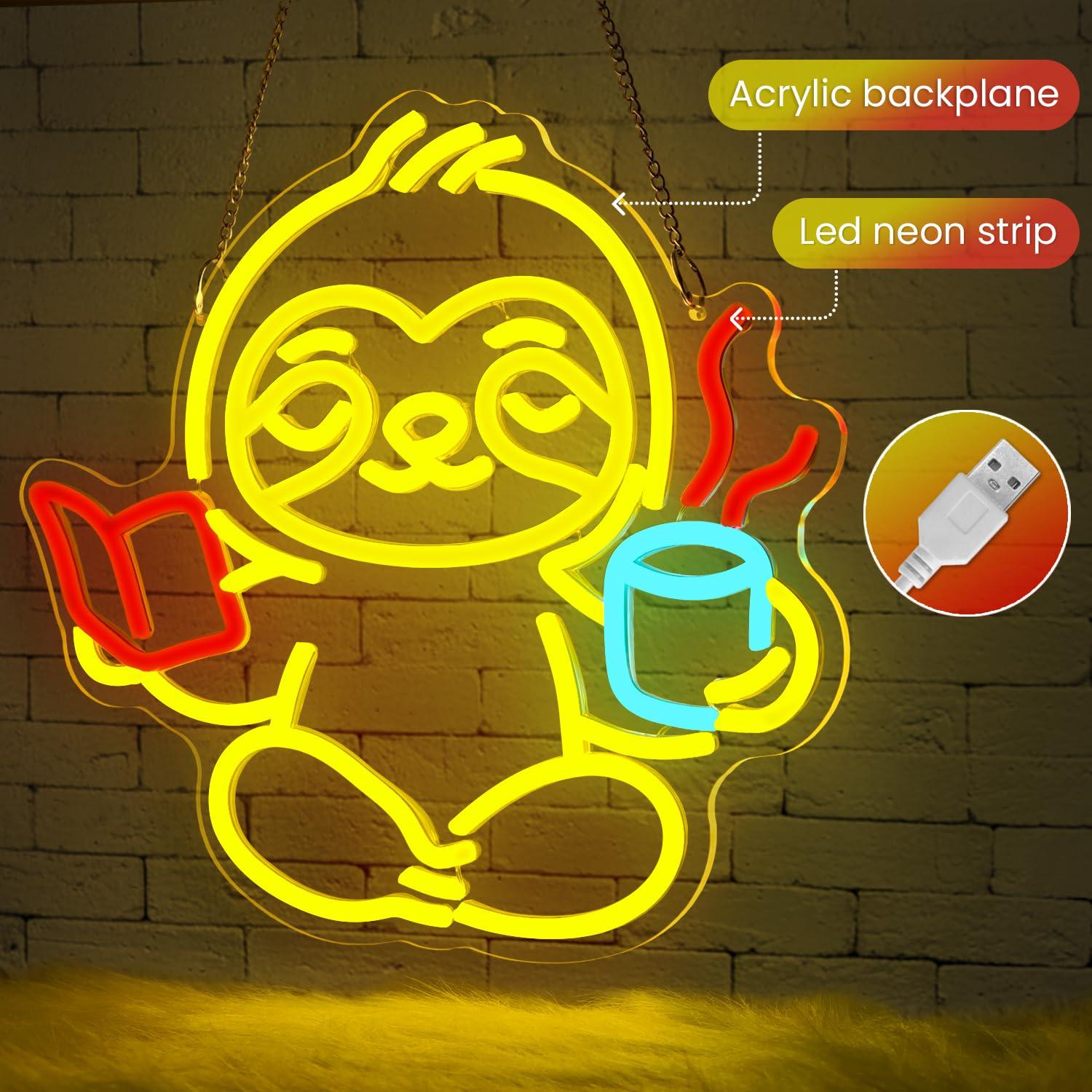 나무늘보 네온사인 USB 디밍 가능 LED 조명 침실  - Home Decor Gift 리뷰 및 가격