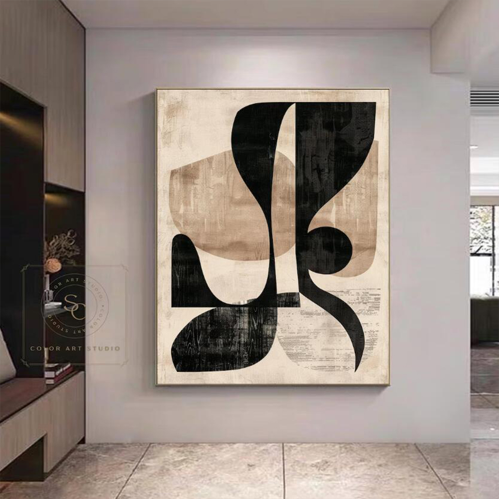 100% 수작업 추상 유화 검정 회색 라인 두꺼운 질감 - Home Decor Free Images 리뷰 및 가격