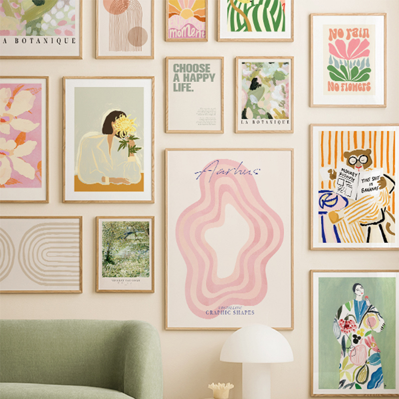 곰 추상 라인 무지개 보헤미안 아트 포스터 장식 그림  - Home Decor Pt 리뷰 및 가격
