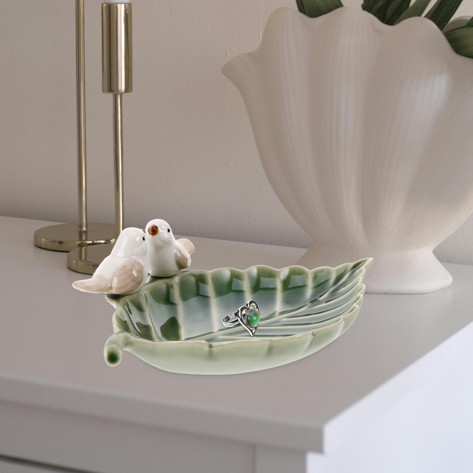 귀여운 세라믹 새 모양 잎사귀 장식 접시, 보석 반지  - Ceramic Trinket Dish 리뷰 및 가격