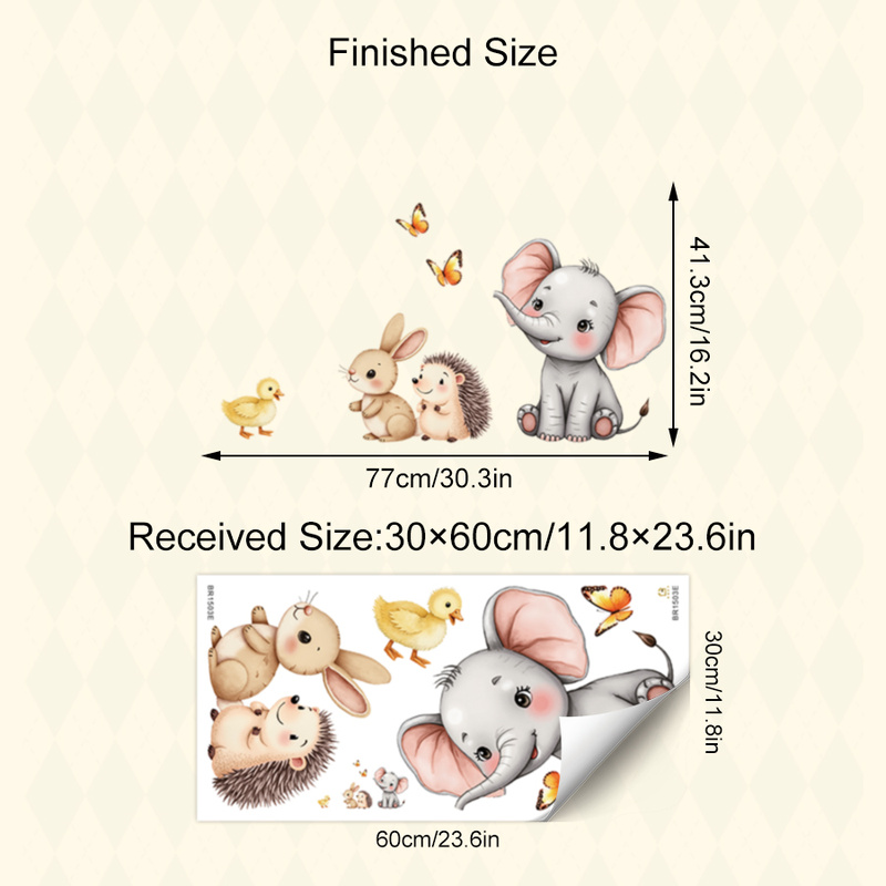 만화 동물 벽 스티커-코끼리 토끼 고슴도치 보육 데칼, - Flooring Home Decor 리뷰 및 가격
