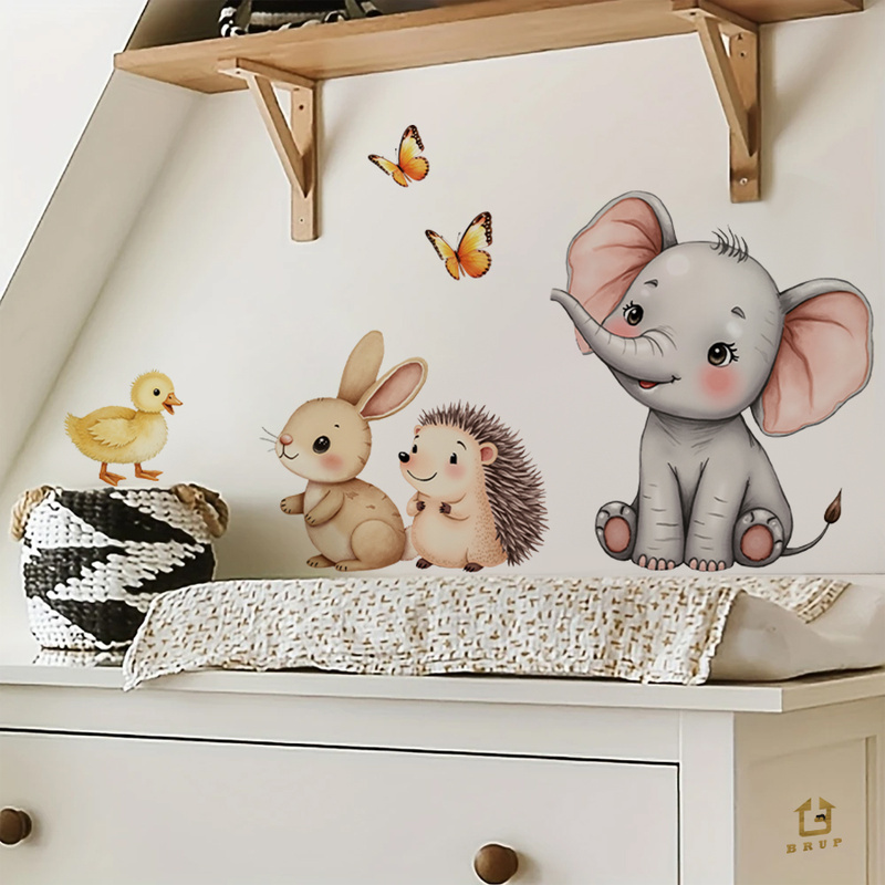 만화 동물 벽 스티커-코끼리 토끼 고슴도치 보육 데칼, - Flooring Home Decor 리뷰 및 가격