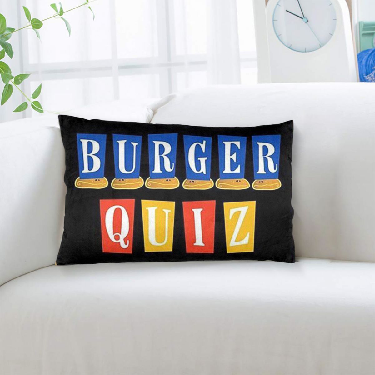 버거 퀴즈 새로운 로고 직사각형 베개 커버 쿠션 커버  - Home Decor Quiz Free 리뷰 및 가격