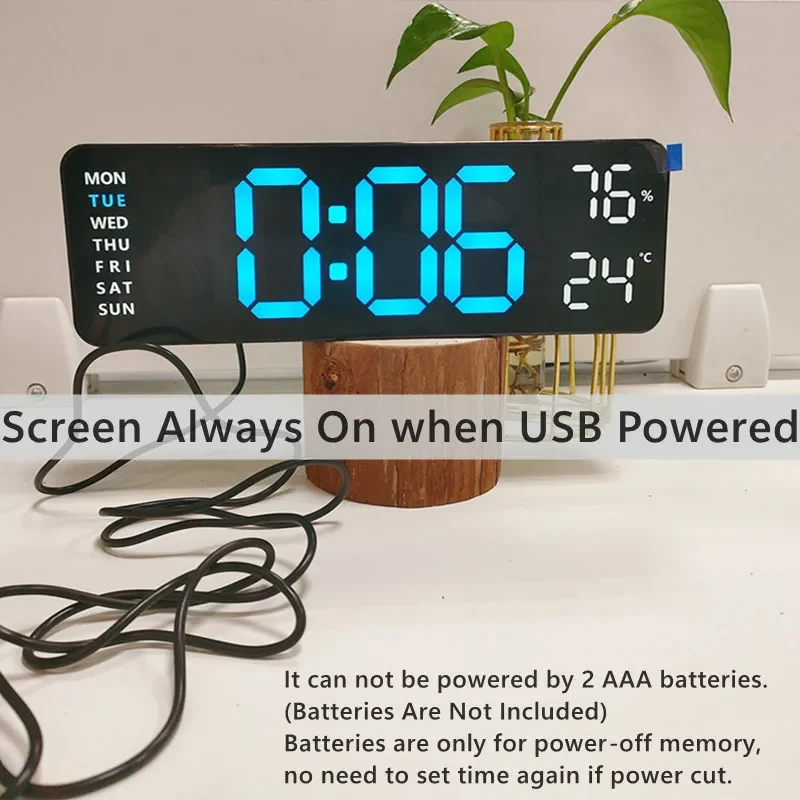 9인치 대형 디지털 벽시계 USB 전원 온도 습도 주간 - Home Decor Aesthetic Pinterest 리뷰 및 가격