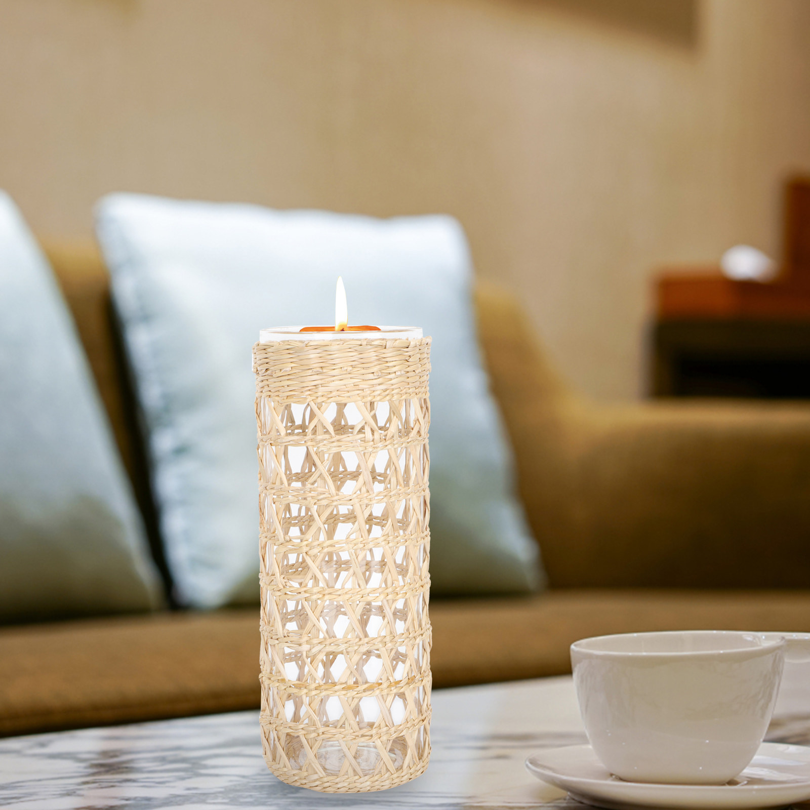 유리 아로마테라피 컵 짚으로 짠 장식 홀더 가정용 홈  - Home Decor Glass 리뷰 및 가격
