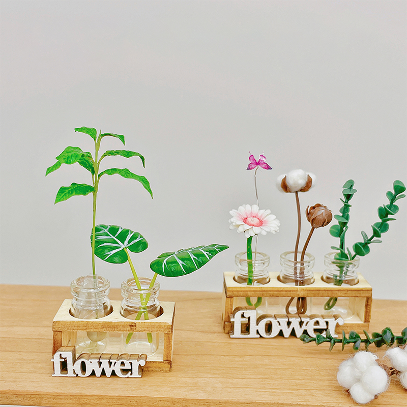 1세트 1:12 인형집 미니어처 수경재배 나무 꽃꽂이  - Home Decor Glass 리뷰 및 가격