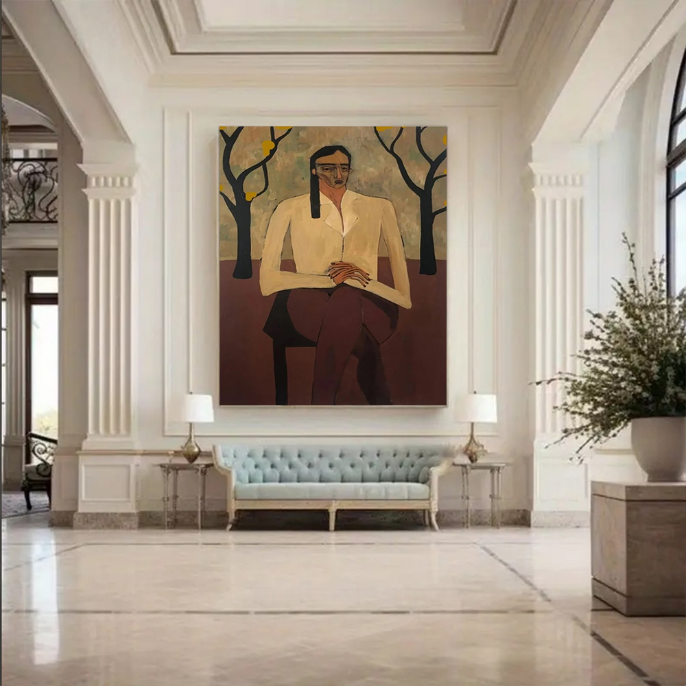 100% 수작업 추상 유화 캔버스 그림, 우아한 여성  - Home Decor Free Images 리뷰 및 가격