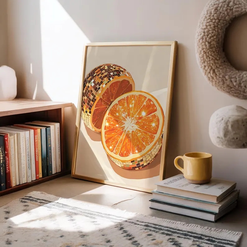 현대 오렌지 디스코 볼 벽 아트 인쇄 캔버스 회화 포스 - Home Decor Orange 리뷰 및 가격