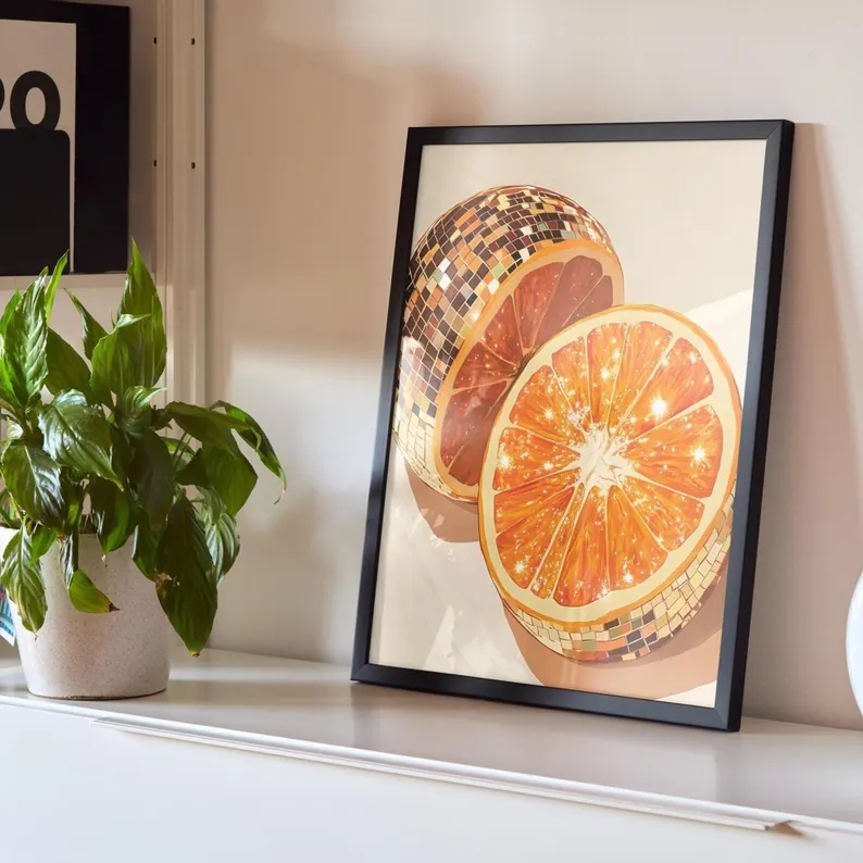 현대 오렌지 디스코 볼 벽 아트 인쇄 캔버스 회화 포스 - Home Decor Orange 리뷰 및 가격