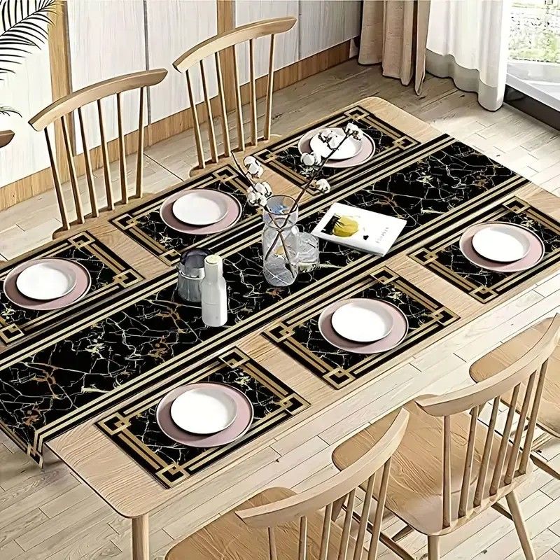 VIKAMA 블랙 골드 대리석 테이블 러너 플레이스매트 - Linen Table Runner 리뷰 및 가격