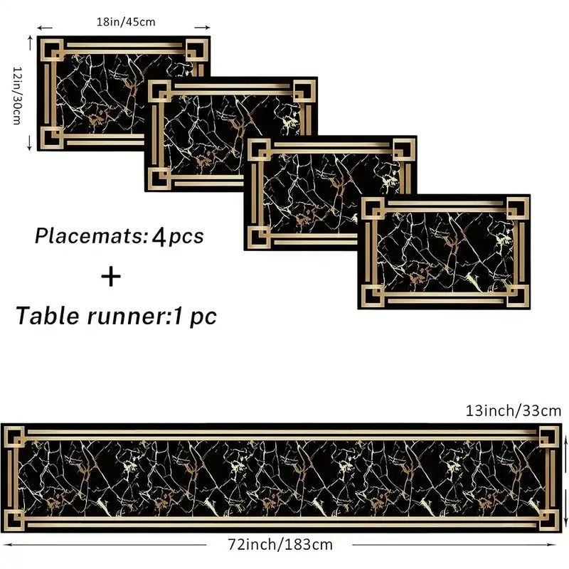 VIKAMA 블랙 골드 대리석 테이블 러너 플레이스매트 - Linen Table Runner 리뷰 및 가격
