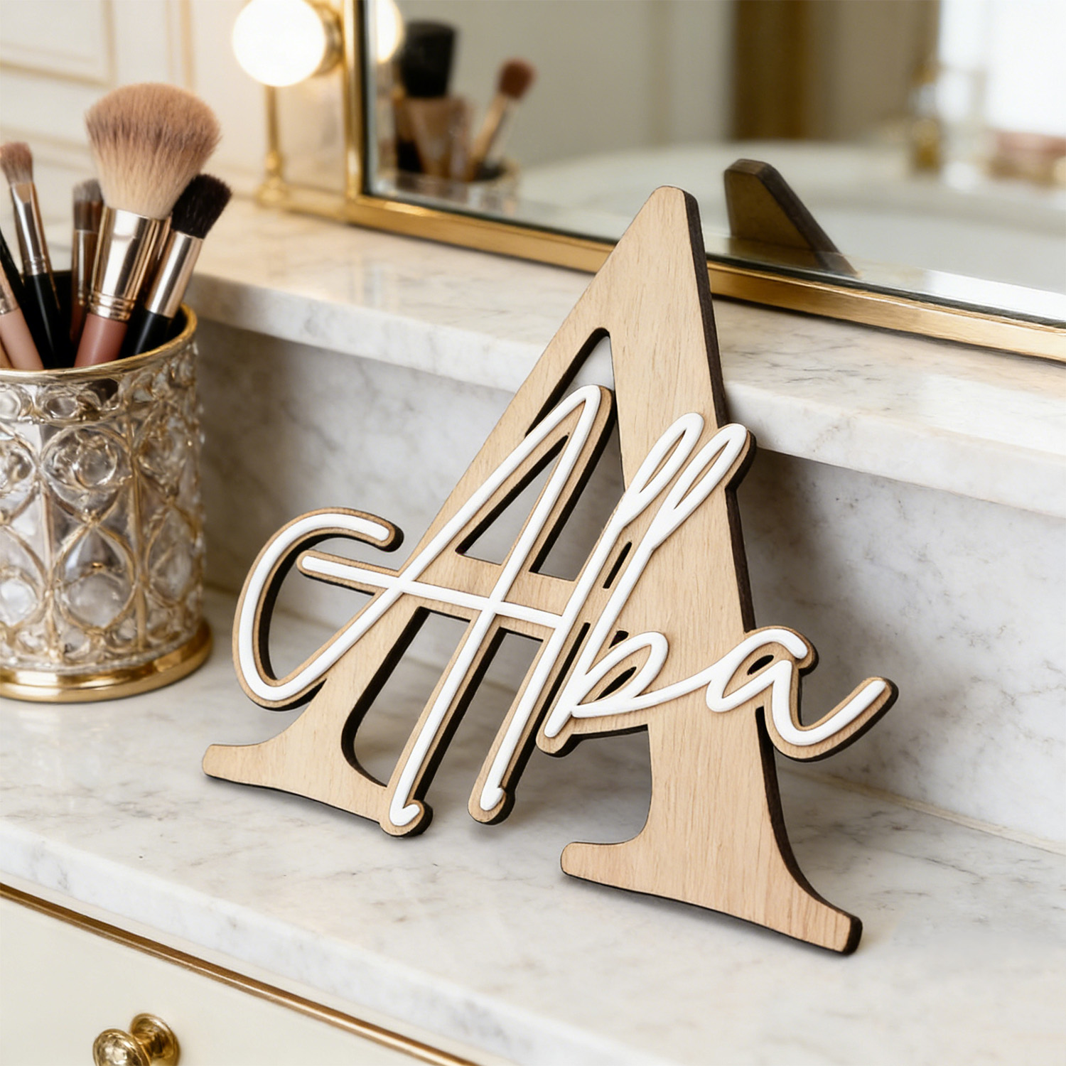 1pc 더블 레이어 나무 이름 장식 명판, 맞춤형 내용 - Home Decor Names 리뷰 및 가격