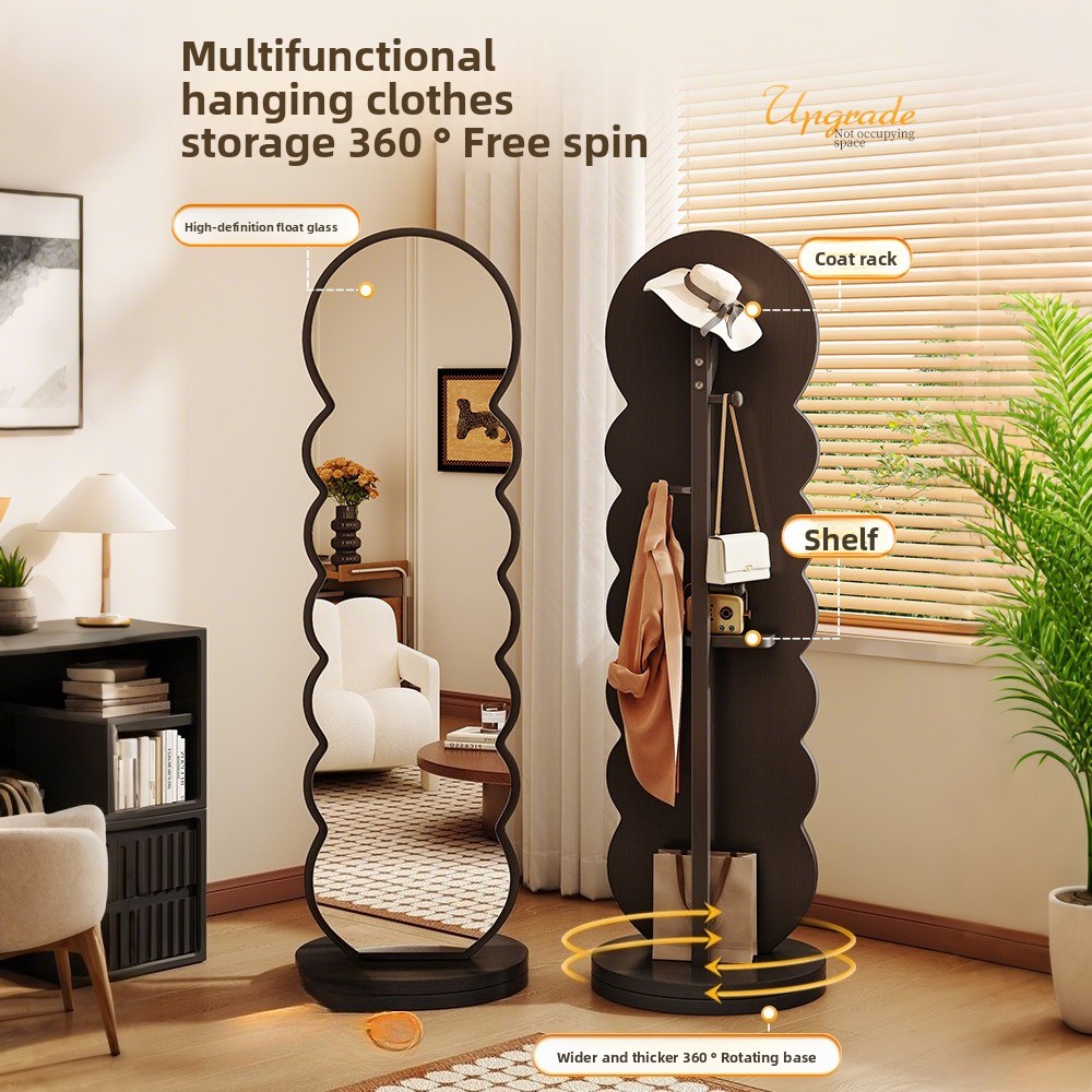 웨이브 디자인 원목 전신 거울 360 °   회전식 바 - Flooring Home Decor 리뷰 및 가격