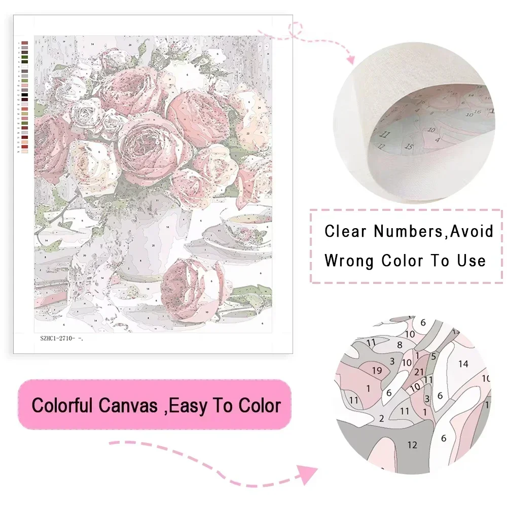 숫자로 그리는 유화 꽃 그림 디지털 페인팅 캔버스 아트 - Home Decor Free Images 리뷰 및 가격
