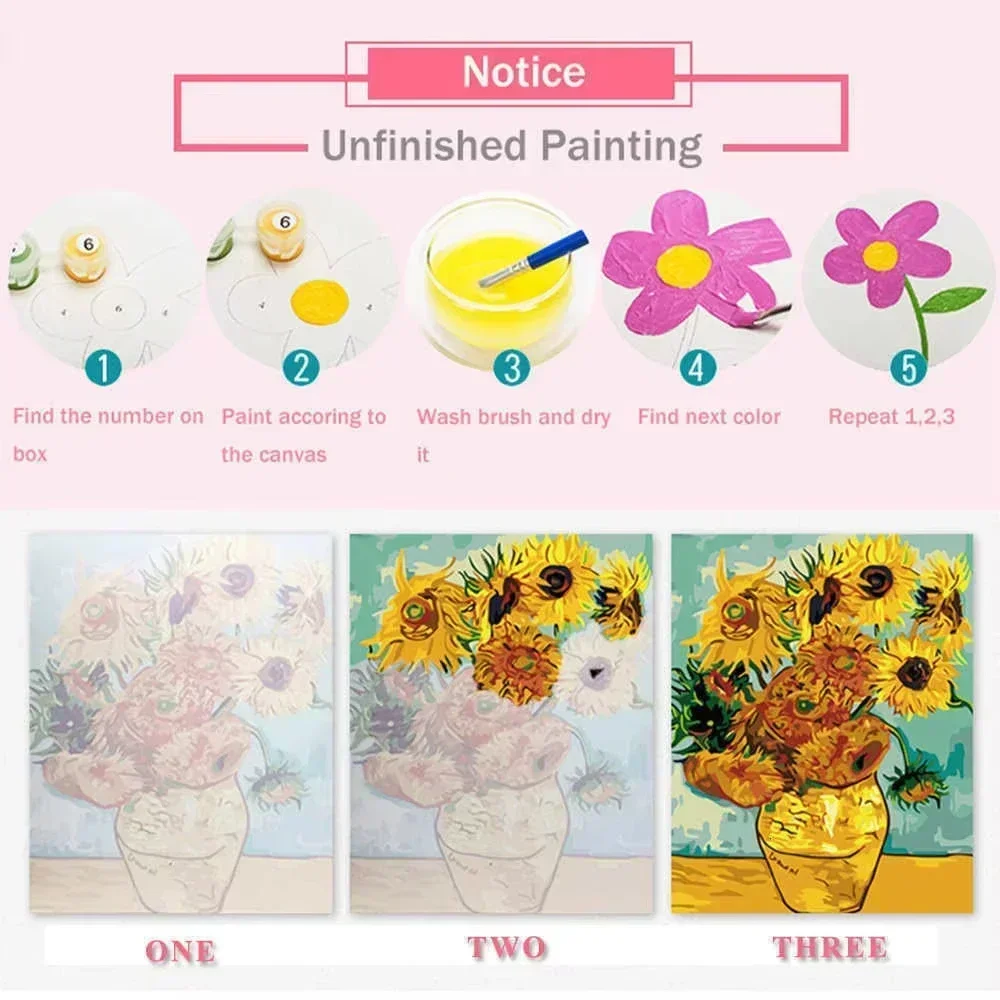 숫자로 그리는 유화 꽃 그림 디지털 페인팅 캔버스 아트 - Home Decor Free Images 리뷰 및 가격