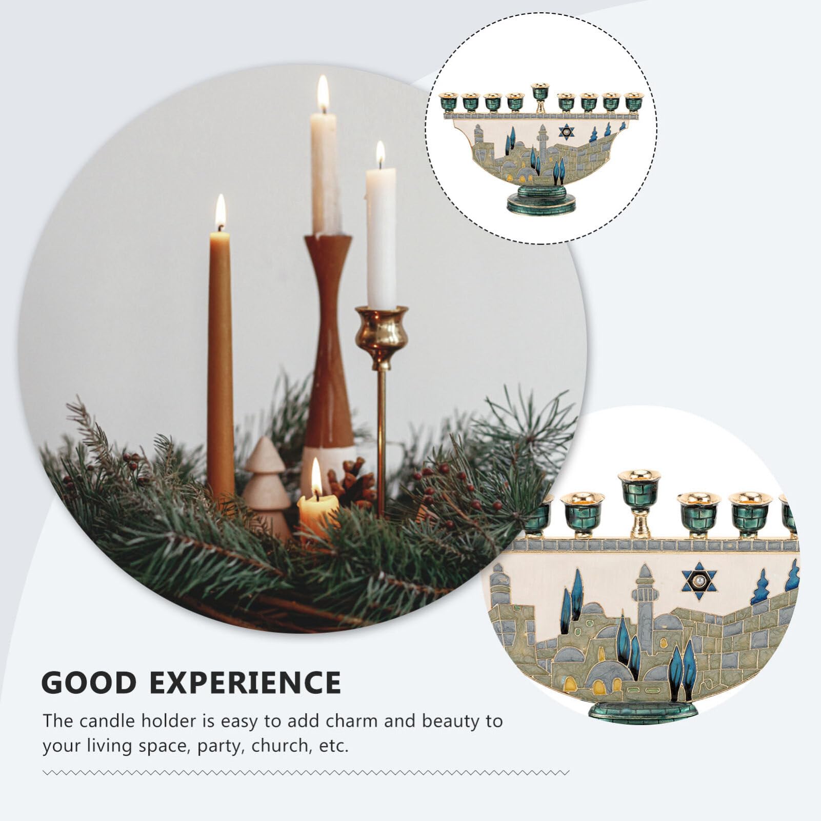 예루살렘 메노라 하누카 촛대 9개 갈래 에나멜 유대교  - Home Decor Gift 리뷰 및 가격