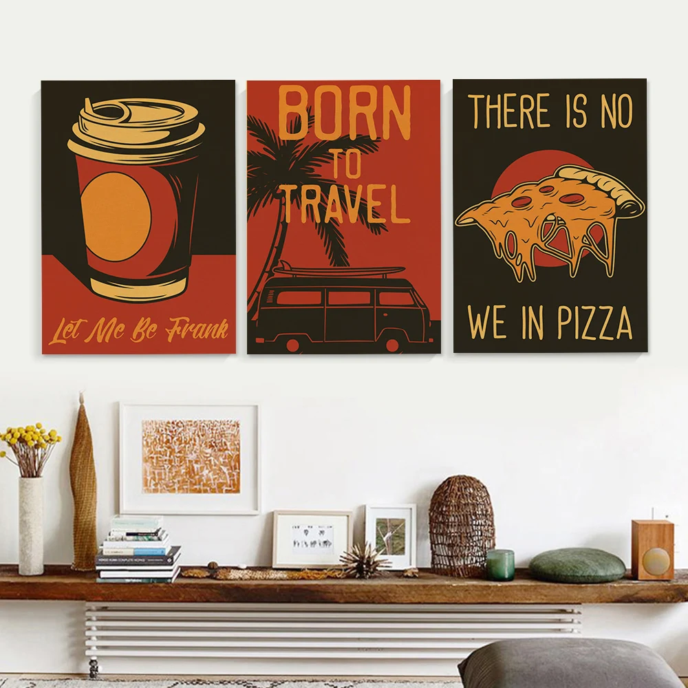 커피 벡터 포스터 세트 레트로 크래프트 종이 스티커 빈 - Home Decor Vector 리뷰 및 가격