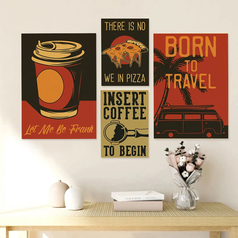 커피 벡터 포스터 세트 레트로 크래프트 종이 스티커 빈 - Home Decor Vector 리뷰 및 가격