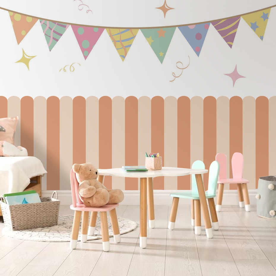 여러 가지 빛깔의 세로 줄무늬 아크 벽지 보육 어린이  - Flooring Home Decor 리뷰 및 가격